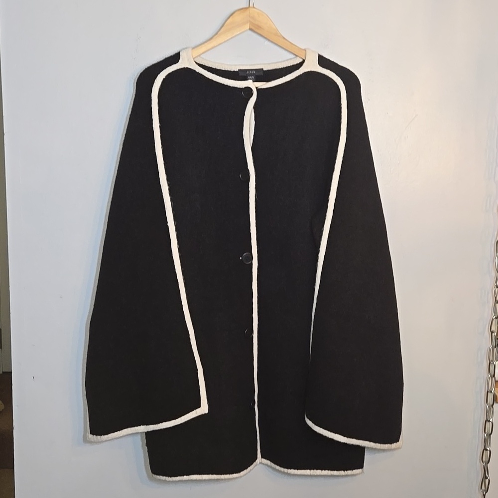 J. Crew Scarf Knit Cardigan In Drapey Wool Alpaca Blend Button Front Coat NWOT
